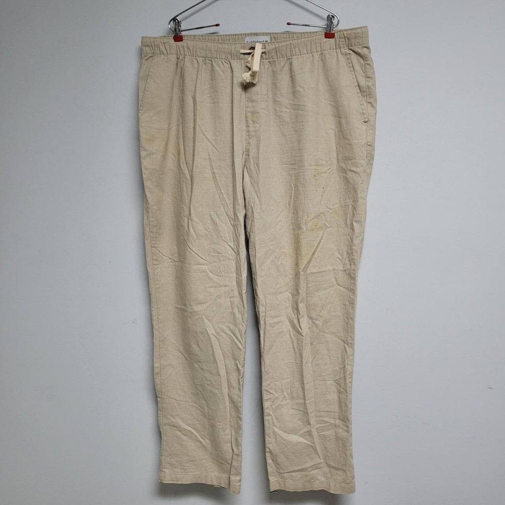 Saddlebred Linen Cotton Drawsting Pants Mens XL Beige